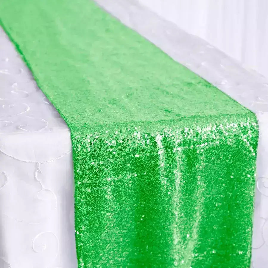 30cm x 275cm Green Sequin Table Runner