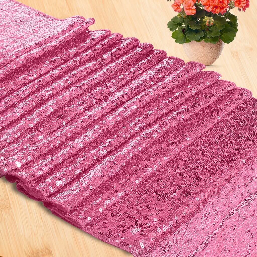 30cm x 275cm Pink Sequin Table Runner