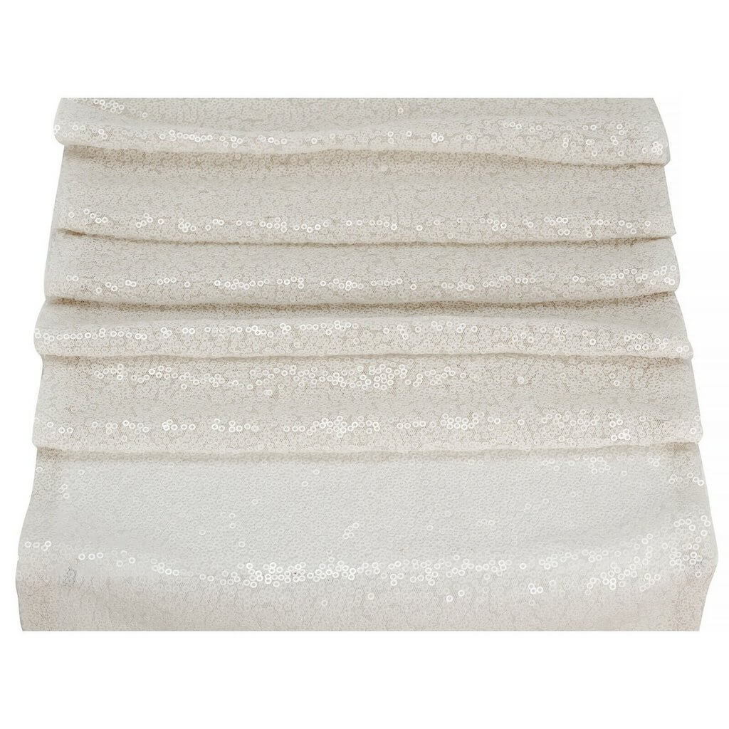 30cm x 275cm White Sequin Table Runner