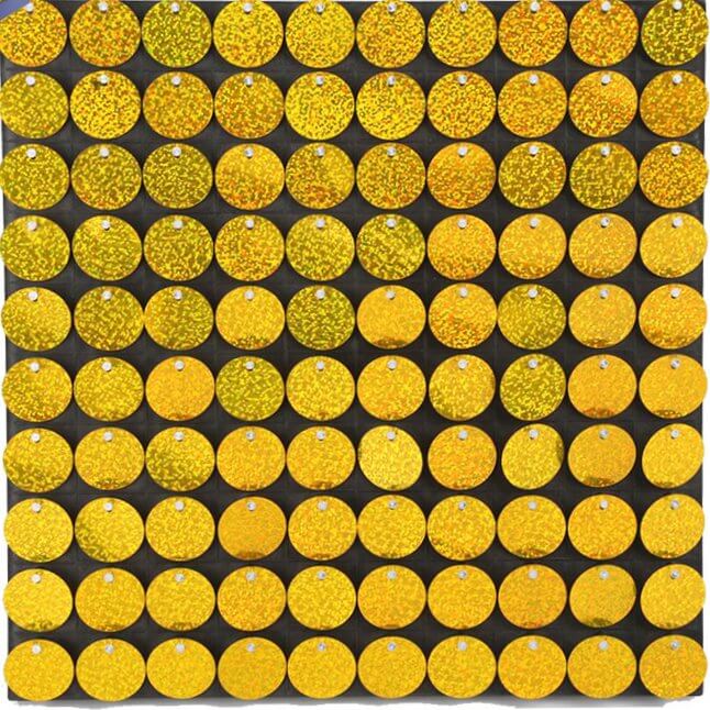 30cm x 30cm Pre-assembled Shimmer Sequin Wall Panel Backdrop - Round Laser Gold