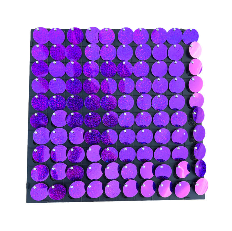 30cm x 30cm Pre-assembled Shimmer Sequin Wall Panel Backdrop - Round Laser Purple
