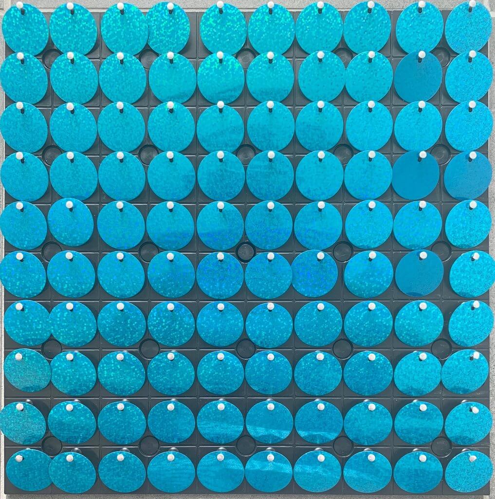 30cm x 30cm Pre-assembled Shimmer Sequin Wall Panel Backdrop - Round Laser Turquoise Blue
