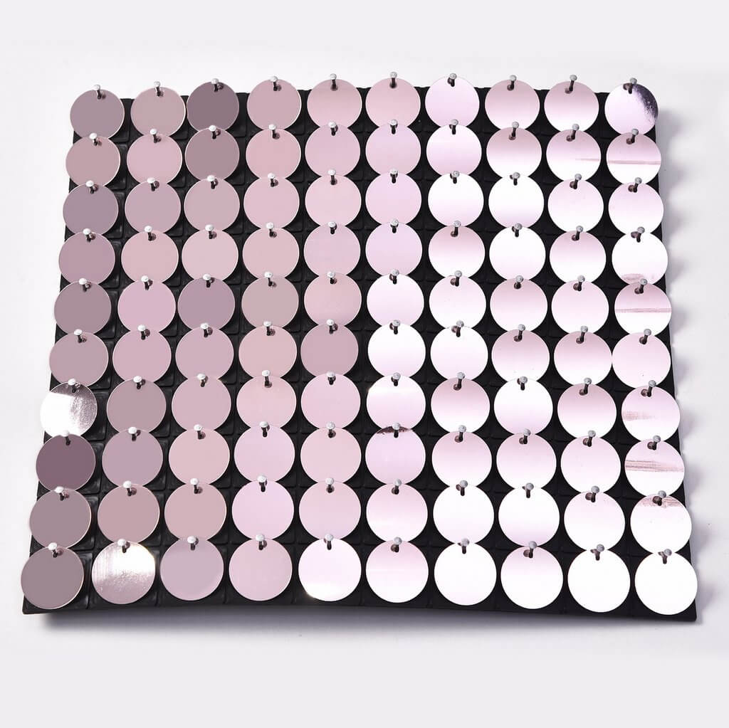 30cm x 30cm Pre-assembled Shimmer Sequin Wall Panel Backdrop - Round Macaron Baby Pink