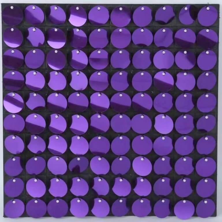 30cm x 30cm Pre-assembled Shimmer Sequin Wall Panel Backdrop - Round Purple