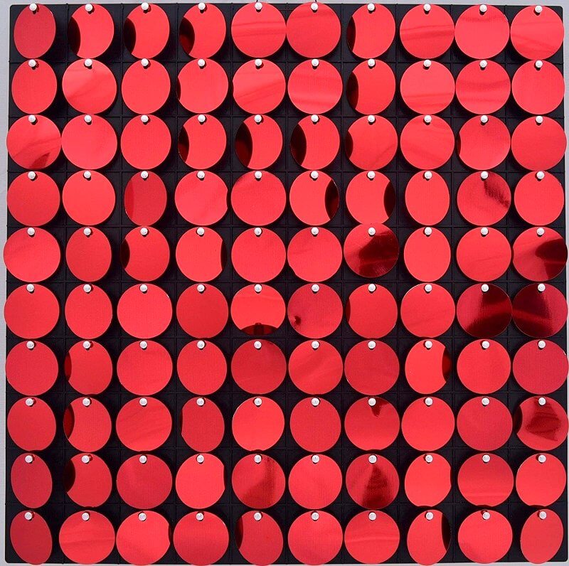 30cm x 30cm Pre-assembled Shimmer Sequin Wall Panel Backdrop - Round Red