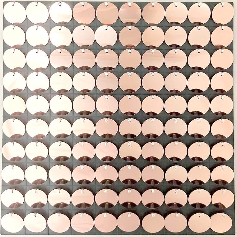 30cm x 30cm Pre-assembled Shimmer Sequin Wall Panel Backdrop - Round Metallic Rose Gold