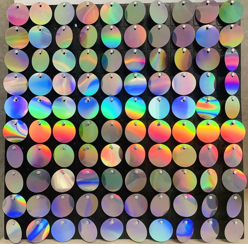 30cm x 30cm Pre-assembled Shimmer Sequin Wall Panel Backdrop - Round Metallic Silver