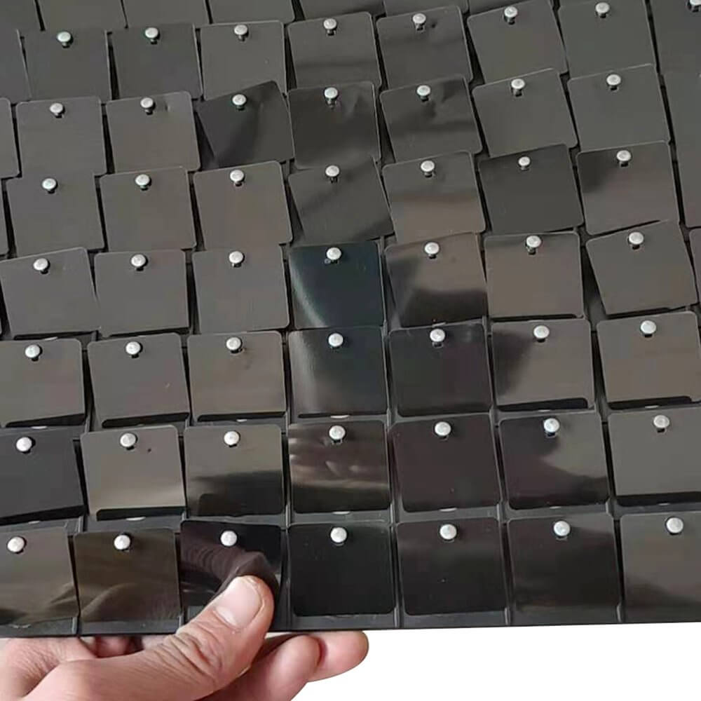 30cm x 30cm Pre-assembled Shimmer Sequin Wall Panel Backdrop - Square Black