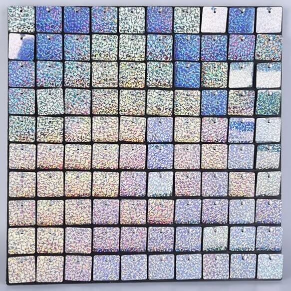 30cm x 30cm Pre-assembled Shimmer Sequin Wall Panel Backdrop - Square Laser Silver