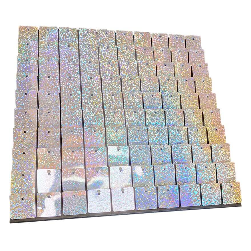30cm x 30cm Pre-assembled Shimmer Sequin Wall Panel Backdrop - Square Laser Silver