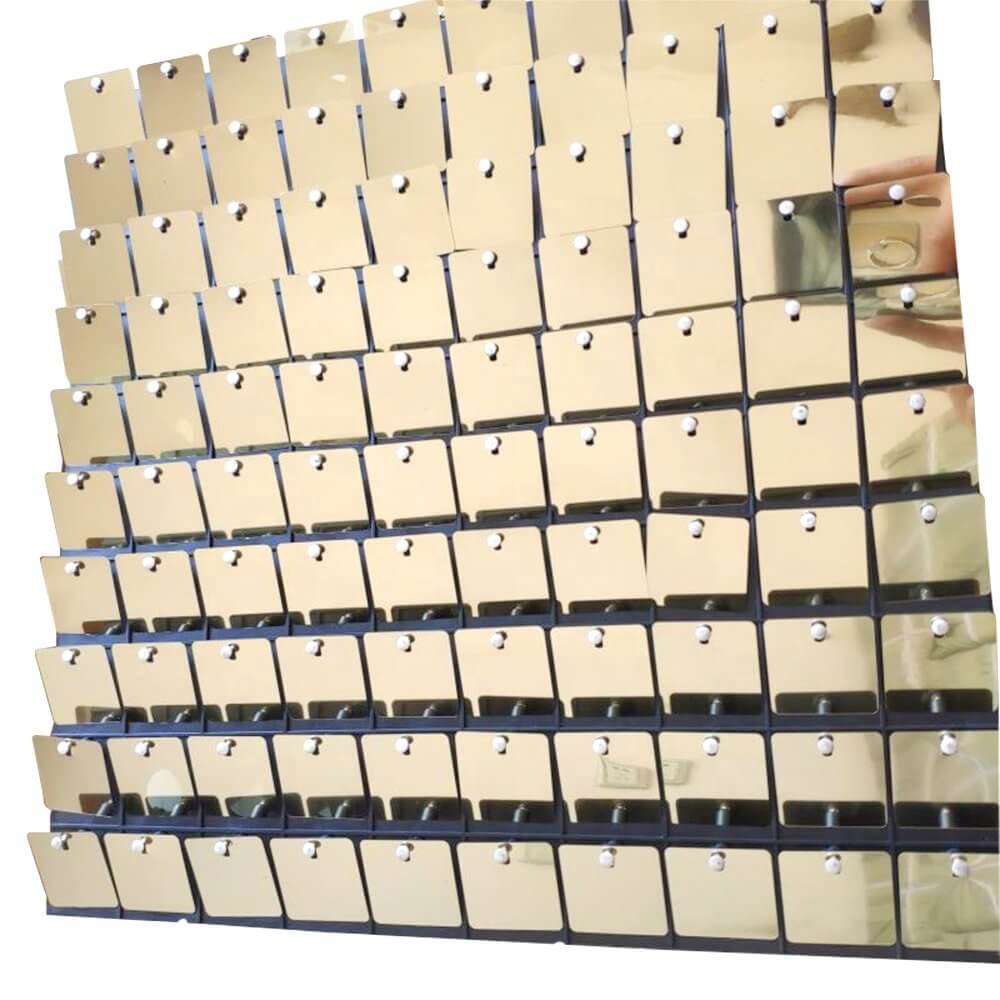 30cm x 30cm Pre-assembled Shimmer Sequin Wall Panel Backdrop - Square Metallic Champagne Gold