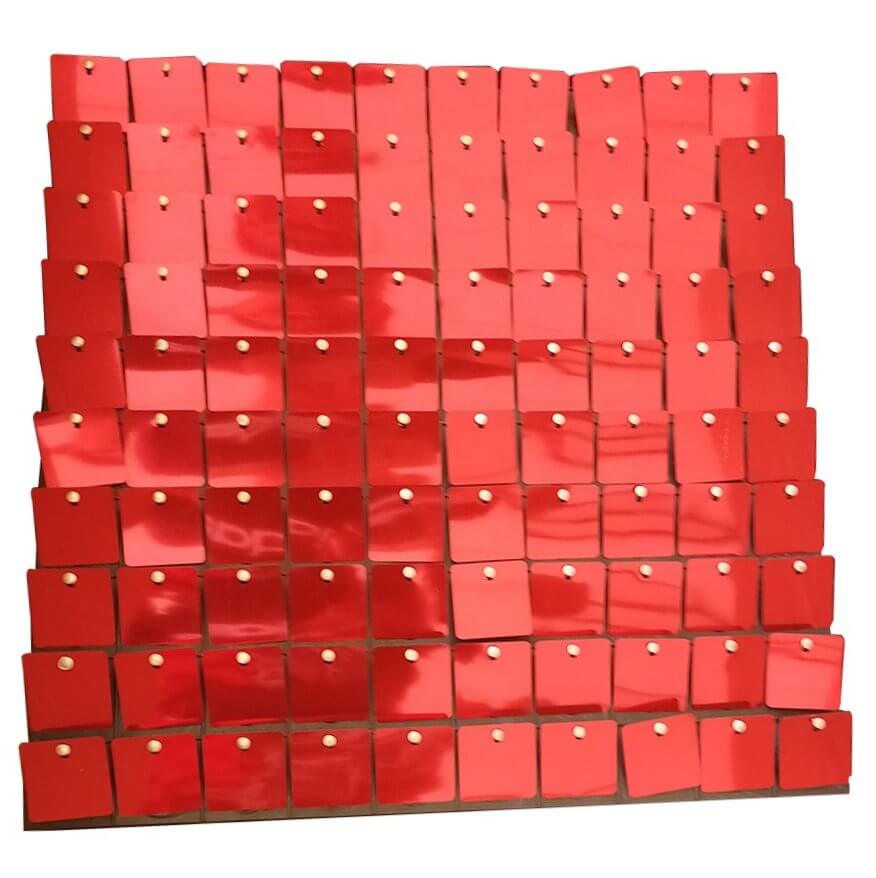 30cm x 30cm Pre-assembled Shimmer Sequin Wall Panel Backdrop - Square Red