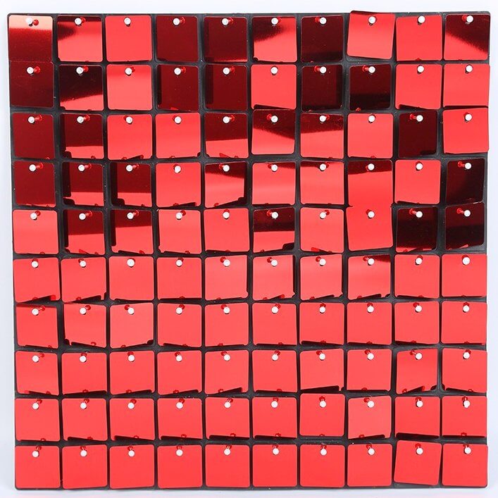 30cm x 30cm Pre-assembled Shimmer Sequin Wall Panel Backdrop - Square Red