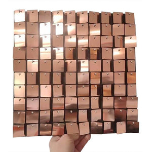 30cm x 30cm Pre-assembled Shimmer Sequin Wall Panel Backdrop - Square Rose Gold