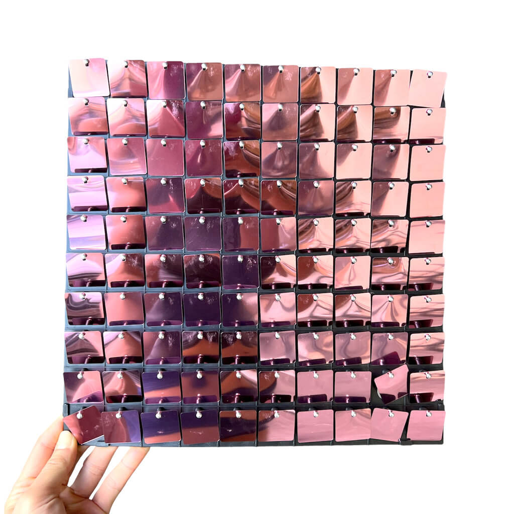 30cm x 30cm Pre-assembled Shimmer Sequin Wall Panel Backdrop - Square Pink