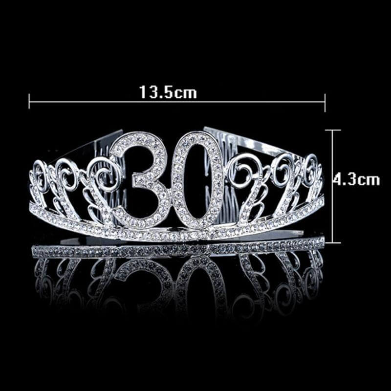 Metal Silver Rhinestone Age 30 Birthday Princess Tiara