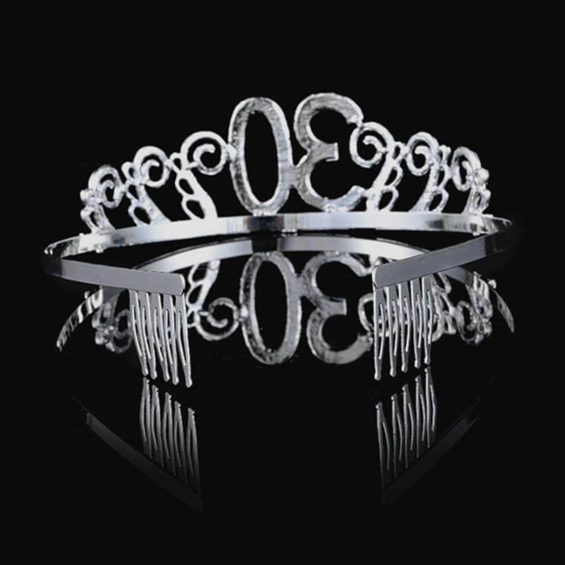 Premium Quality Metal Silver Rhinestone 30th Birthday Tiara - 30th Birthday Party Decorations