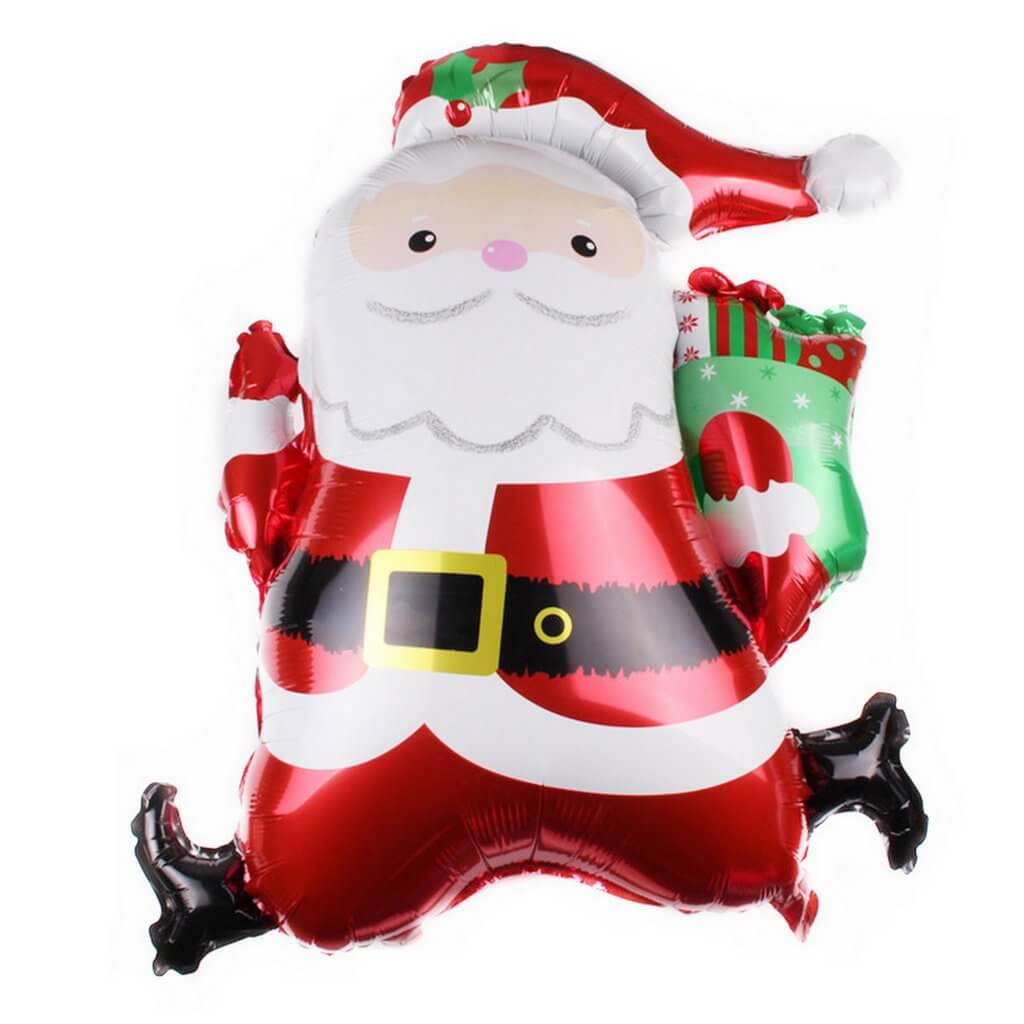 31" Santa Claus Carrying Christmas Stocking Helium Supported Foil Balloon - Christmas Party Decorations