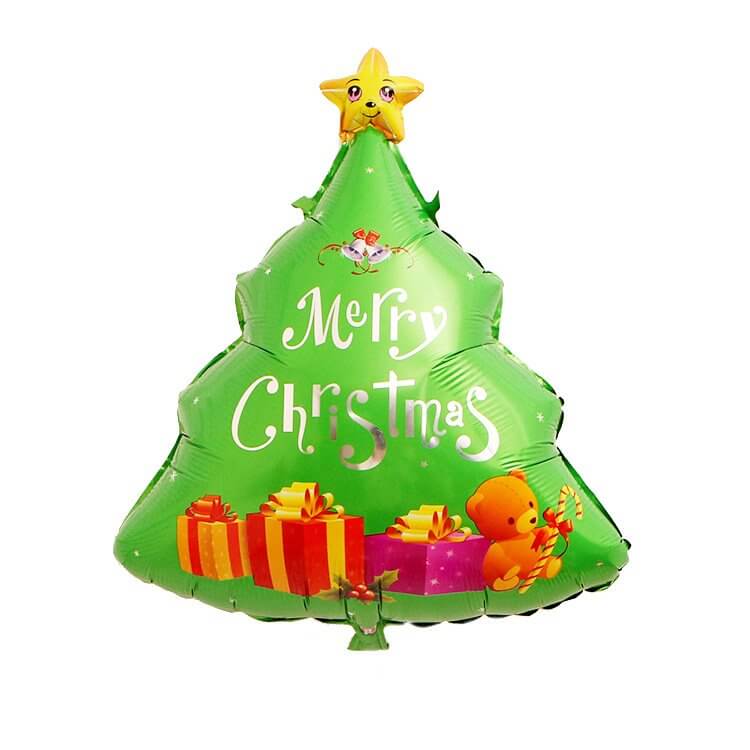 31 Inch Merry Christmas Tree Teddy Bear Shaped Helium Supported Foil Balloon - Christmas Party Decorations
