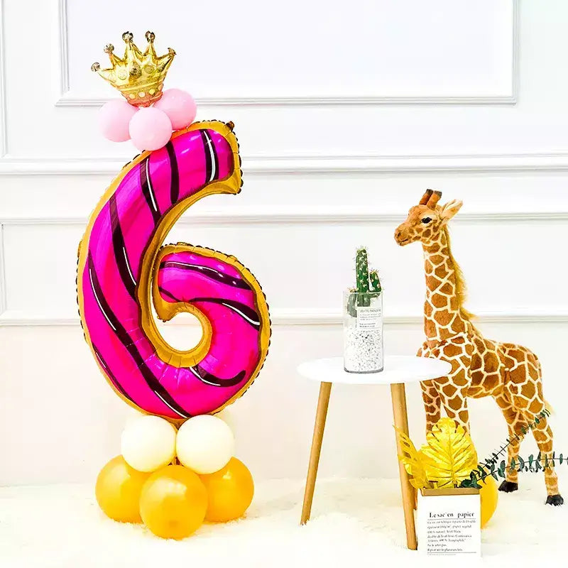 32" Giant Donut Number 6 Foil Balloon