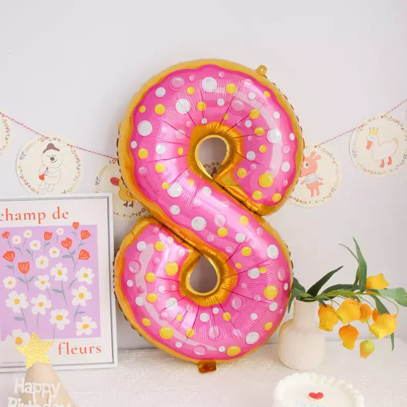 32" Giant Donut Number 8 Foil Balloon