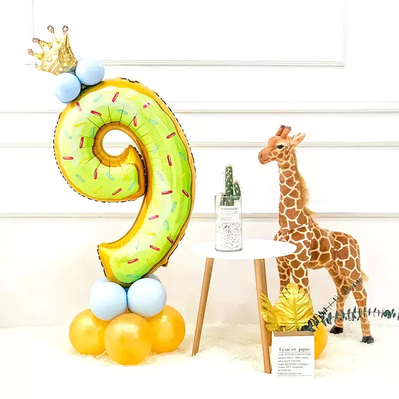 32" Giant Donut Number 9 Foil Balloon