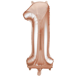 Online Party Supplies 40" Jumbo Rose Gold 0-9 Number Foil Balloons - Number 1