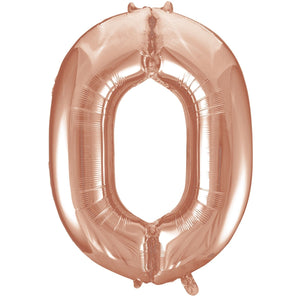 Online Party Supplies 40" Jumbo Rose Gold 0-9 Number Foil Balloons - Number 0