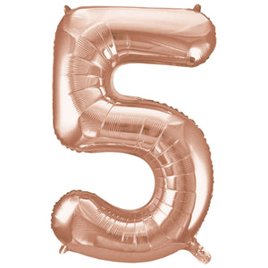 Online Party Supplies 40" Jumbo Rose Gold 0-9 Number Foil Balloons - Number 5