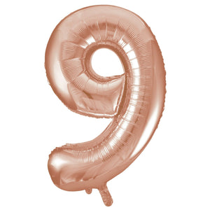 Online Party Supplies 40" Jumbo Rose Gold 0-9 Number Foil Balloons - Number 9