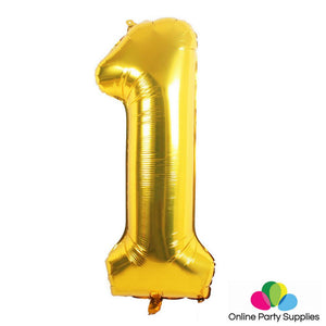 32 Inch Gold Number 1 Foil Balloons for Birthday Party Decorations