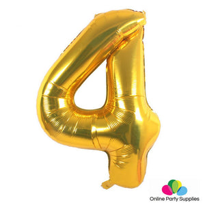 32 Inch Gold Number 4 Foil Balloons for Birthday Party Decorations