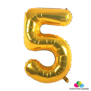 32 Inch Gold Number 5 Foil Balloons for Birthday Party Decorations