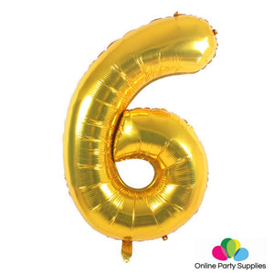 32 Inch Gold Number 6 Foil Balloons for Birthday Party Decorations