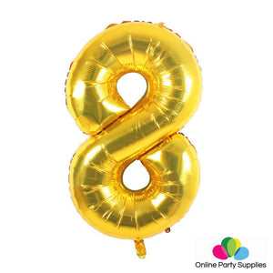 32 Inch Gold Number 8 Foil Balloons for Birthday Party Decorations