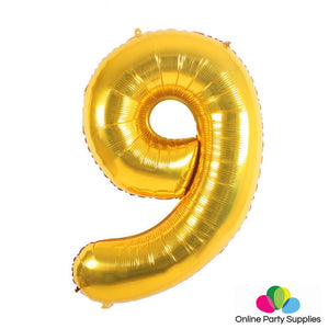 32 Inch Gold Number 9 Foil Balloons for Birthday Party Decorations