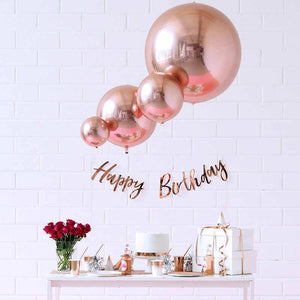 32 Inch Jumbo ORBZ 3D Rose Gold Sphere Foil Balloon - Online Party Supplies