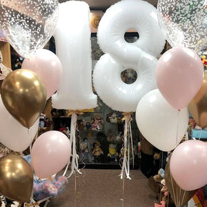 32-inch Giant White 0-9 Number Foil Balloon