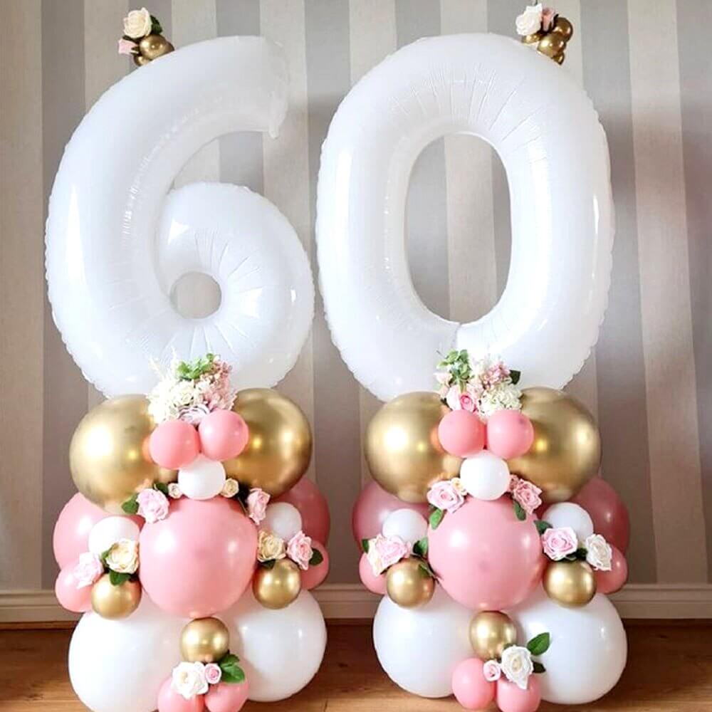 32" Giant White 0-9 Number Foil Balloons