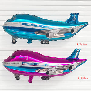 82cm/ 32inch Large Pink Blue Flying Airplane Shaped Helium Foil Balloon Set - Online Party Supplies