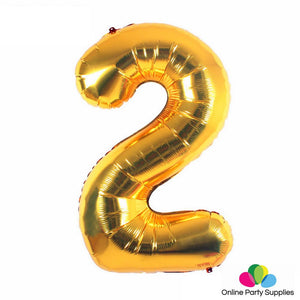 32 Inch Gold Number 2 Foil Balloons for Birthday Party - Online Party Supplies