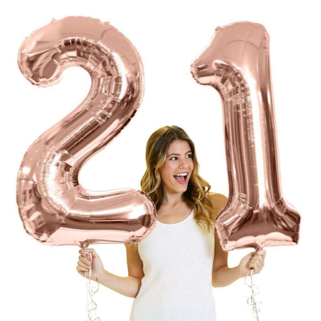 32 Inch Giant Rose Gold 0-9 Number Foil Balloons - Online Party Supplies
