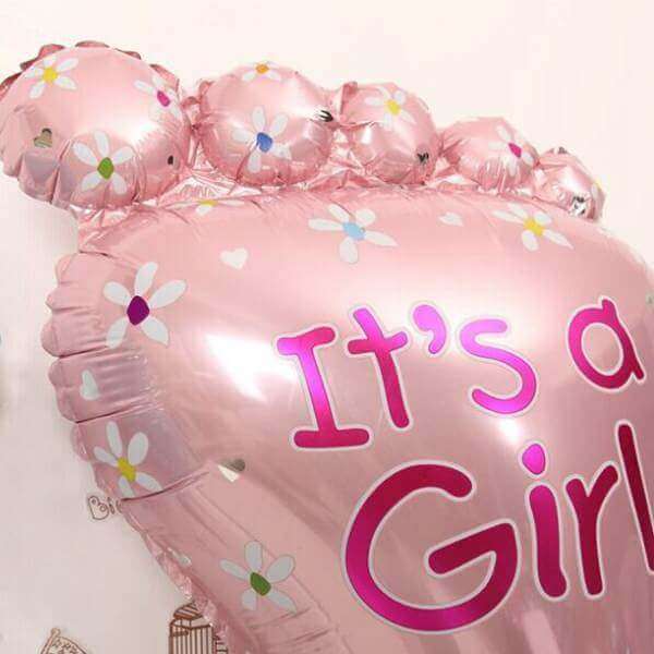 It's A Girl Pink Front Foot 32'' SuperShape Helium Foil Balloon - Online Party Supplies