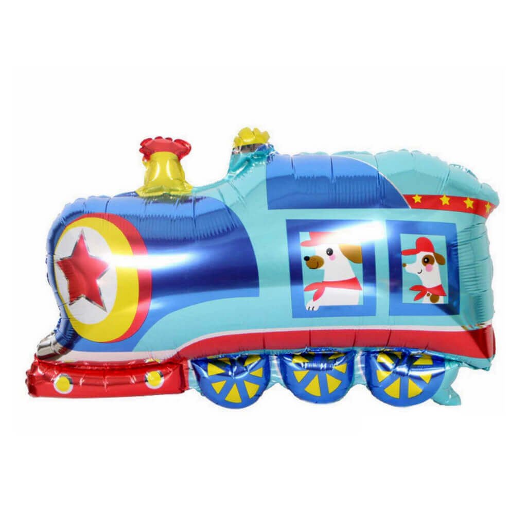 Jumbo Blue Train Head Locomotive Vehicle Shaped Helium Foil Balloon for kids party decor
