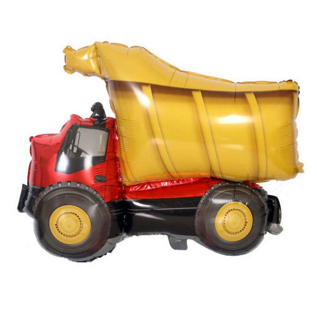 Jumbo Yellow Red Dumper Truck Shaped Helium Foil Balloon for construction theme kids party decor
