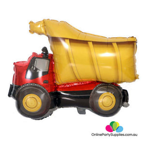 Jumbo Yellow Red Dumper Truck Shaped Helium Foil Balloon for construction theme kids party decor