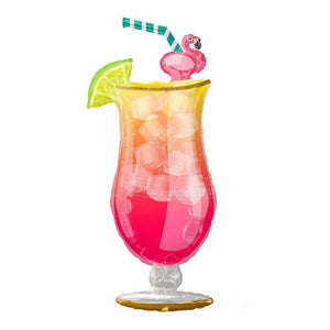 33" Giant Tropical Summer Cocktail Glass Foil Balloon