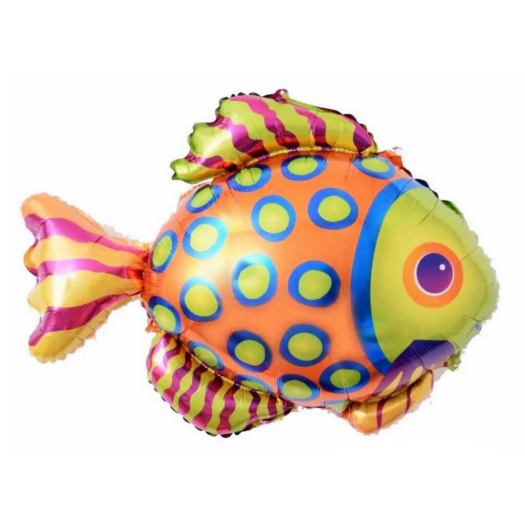 30" Rainbow Tropical Fish Foil Balloon  - Mermaid Under The Sea Ocean Themed Birthday Party Decorations