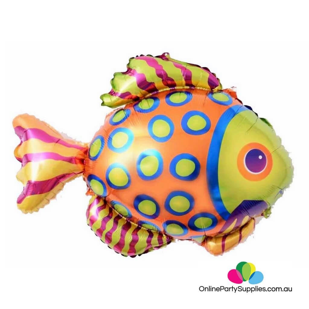 30" Rainbow Tropical Fish Foil Balloon  - Mermaid Under The Sea Ocean Themed Birthday Party Decorations