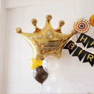 35" Online Party Supplies Jumbo Golden Crown Super Shaped Foil Balloon